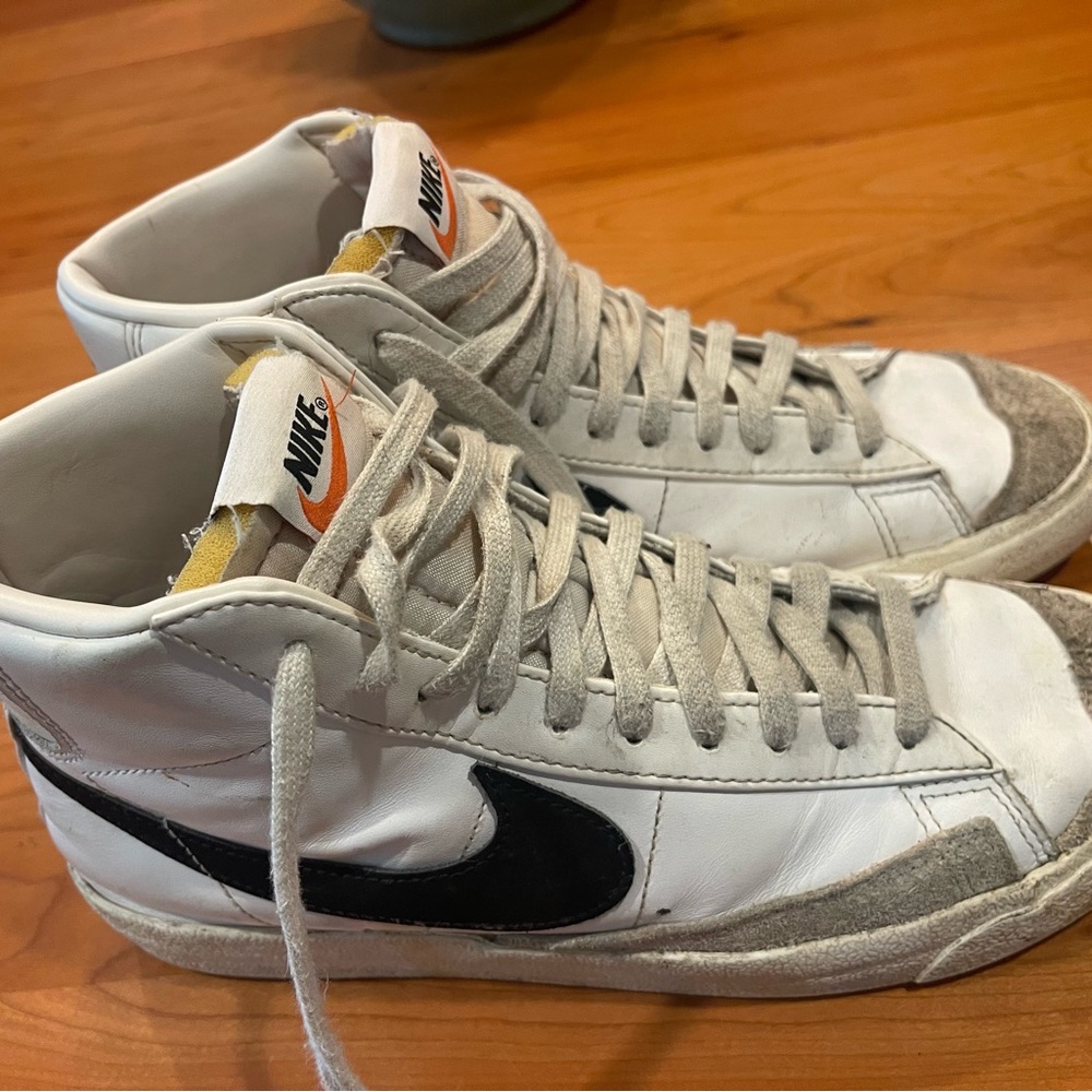 Nike White and Gray High-Top Sneakers